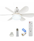 40W Small Ceiling Fan with Lights, Remote, 3 Color Temps, 520mm White, featuring four blades and LED light.