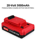 Heavy Duty 20V Lithium Ion Battery Dual Pack 4 Ah Replacement For Porter Cable Power Tools, red battery with 3000mAh capacity.