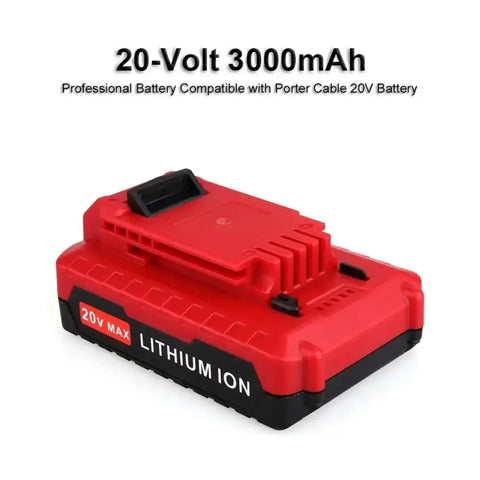 Heavy Duty 20V Lithium Ion Battery Dual Pack 4 Ah Replacement For Porter Cable Power Tools, red battery with 3000mAh capacity.