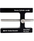 Brake booster push rod adjustment tool, black T-shaped with silver rod, labeled Master Cylinder and Brake Booster