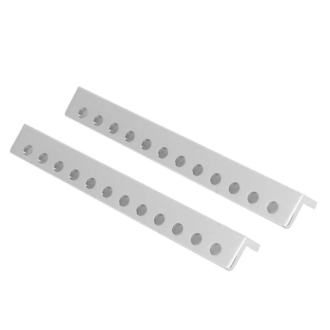 12 Hole L Type Aluminum Beam For Robotics, Pro Grade Built Tough And High Precision DIY Robot Building Components, 12x12x104mm, 2 Pack, Precision Drilled Holes For Easy Alignment And Strong Auto Projects. Two silver 12-hole L-profile aluminum beams