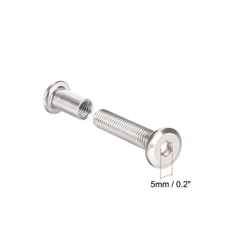Top Shelf Quality M8x30mm Carbon Steel Screw Posts For 3/8 Inch Holes, Solid Leather Craft And Belt Buckle Binding Fasteners, Dope DIY Hardware Gear Set Of Five.