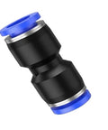 Super Cool 6mm Push Fit Pneumatic Hose Connector Kit With 24 Pieces For Easy Air Line Quick Release And Perfect Precision Fitting Use In Tight Spaces, angled black blue fitting