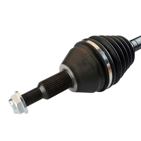 Close-up of CV Axle Assembly 12E004L Front Left For 2008 2020 Dodge Grand Caravan Heavy Duty Drive Shaft With Neoprene Boot