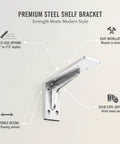 Rugged L Shaped Shelf Bracket Steel Wall Mount For Floating Shelves And Closet Storage, 1 Piece, Easy Install, premium steel design
