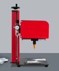 Kickass Pneumatic Dot Peen Marking Machine With Computer Controlled Operation And 200X130 Millimeter Marking Zone, red unit showing pin on metal base.