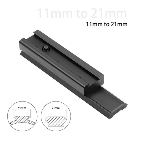 Dovetail To Picatinny Rail Adapter For 11mm To 21mm Conversion With Built In Locking Screws Low Profile Scope Mount Base black rail