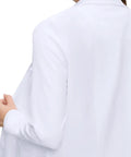 Close-up of back view of Women's White Lab Coat With 4 Pockets Button Front Long Sleeve Consultation Coat Soft Stretch Fabric Professional Medical Uniform
