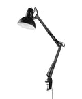 32 Inch Swing Arm Clamp On Desk Lamp Black Finish With LED Bulb Included No Fuss Adjustable Spring Loaded Arm Easy On Off Switch At Base