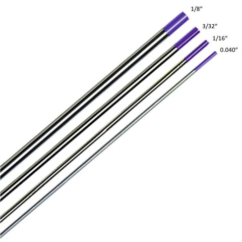 Tri Element TIG Welding Tungsten Electrodes Set Non Radioactive Purple EWG 3/32 By Seven Inch Ten Pack Assorted Diameters Pro Grade