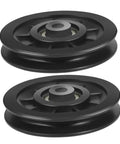 Two Pack Fitness Pulley Wheel Replacement Bearings Roller For Cable Machines And Home Gym Systems Easy Install Noise Reduction And Smoother Operation For Better Workouts two black pulley wheels