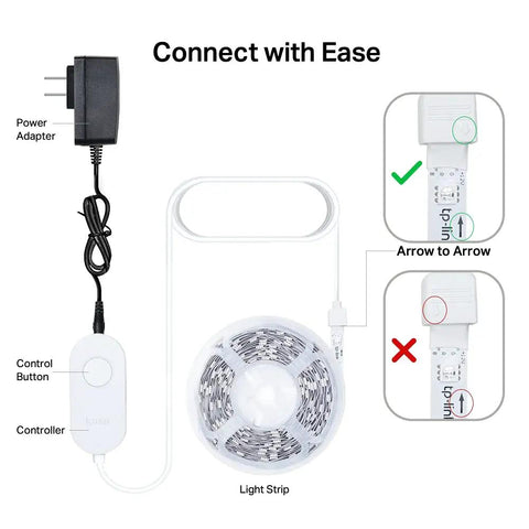 Connection setup for Smart LED Light Strip 16.4 Ft WiFi Compatible With Alexa Google Home And SmartThings RGB 16 Million Colors