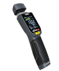 Dual Mode Moisture Meter For Wood And Building Materials With Pin And Pinless Non Destructive Testing Surface Scan Up To Three Quarters Inch Temperature And Humidity Readout Data Log And Backlit LCD Display, front view