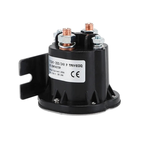 Pro Grade 12V 24V 48V 200A DC Contactor Relay with mounted bracket for forklift and oil pump applications.