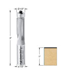 Carbide Tipped Flush Trim Router Bit One Half Inch Diameter With One Inch Cutting Length And One Half Inch Shank 3 Flute For Ultra Smooth Laminate Finishes And Chip Resistant Laminates Ideal For Edge Routing And Cabinet Trim Pro Grade shown with dimensions.