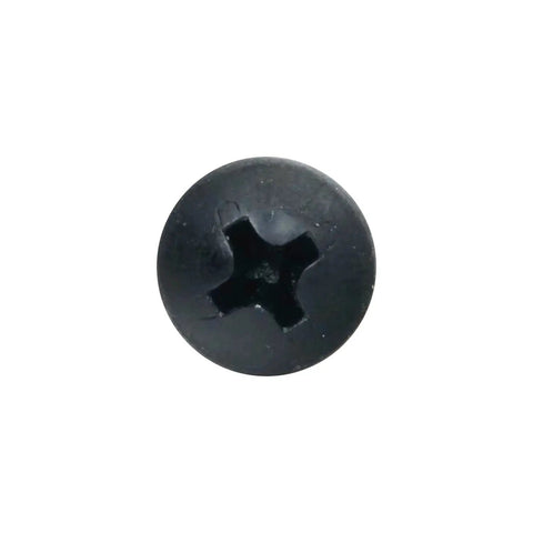 Pro Quality Double Bulk Knockout Grade Heavy Duty Phillips Pan Head Screws, 100 Pack, No. 10 By Three Quarter Inch Coarse Deep Thread Black Phosphate Steel, top view.