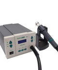 900W Hot Air Rework Station With Three Free Nozzles Soldering Pro Grade Desoldering Tool, main unit and hot air gun.