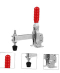 Image of Two Pack Welding Toggle Clamps For Woodworking, Quick Release Iron Fixed Clamps with red handle, metal construction, and base.