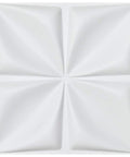 White 3D Floral Wall Panels Premium PVC Decor Set For Living Room Bedroom Office Walls Dope Interior Vibe, Square Design Close-up