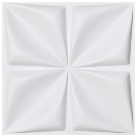 White 3D Floral Wall Panels Premium PVC Decor Set For Living Room Bedroom Office Walls Dope Interior Vibe, Square Design Close-up