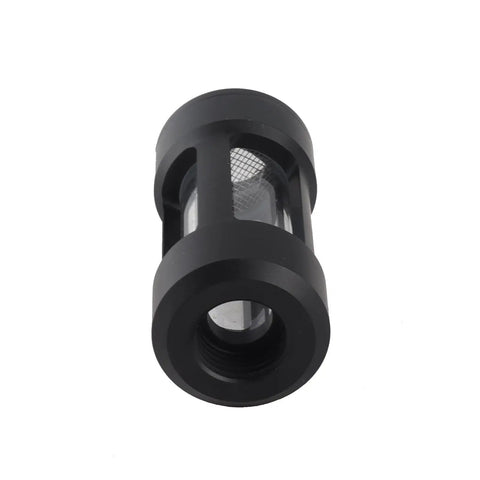 Fabater Water Cooling Filter With Brass Acrylic Build and 02 To 01Mm Stainless Steel Mesh for PC Waterblocks and Radiators, black design.