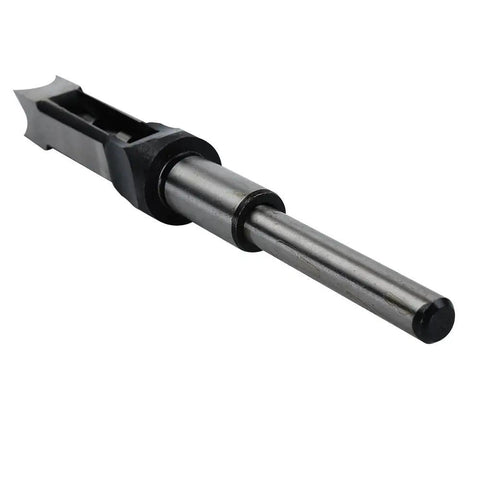 Built Tough Three Quarter Inch Square Hole Drill Bits Mortising Chisel Set Heavy Duty Bearing Steel close-up view of drill bit.