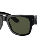 Unisex Mega Wayfarer Square Sunglasses Black Green Frame Not Polarized Medium 51mm 21mm Bridge angled view