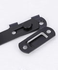 Close-up of 2pcs Stainless Steel Black Right Angle Door Hasp Latch for Gates showing latch components and design details.