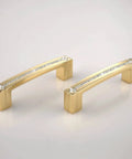 Gold Crystal Cabinet Pulls For Kitchen And Bathroom, 3.8 Inch Hole Centers, Zinc Alloy With Czech Crystals, Modern Bling Cabinet Hardware