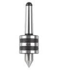 MT3 revolving lathe live center with dust seal, metal knurled collar, front view