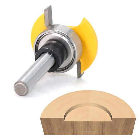 T Slot Router Bit With Bearing For Woodworking One Quarter Inch Shank Slot Cutter shown with cut wood example