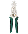 Portable Folding Wire Stripper Smooth Operator For Cable Crimping And Electrical Maintenance Boss Grade Hand Tool with green handles.