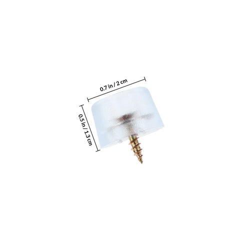 Close-up of a single Versatile 100 Piece Round PVC Floor Protector with Quiet Glide, showing dimensions and screw attachment.