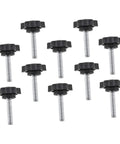 10 Pack Clamping Knobs For Machine Tools And Grip Handles, Screw On Type Threaded Knobs For Quick Install, top view, black knobs