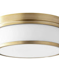 Celeste Inspired Three Light Ceiling Mount In Aged Brass Finish With Satin Opal Glass For Damp Areas 14 Inch Flush Mount Dope Vibe