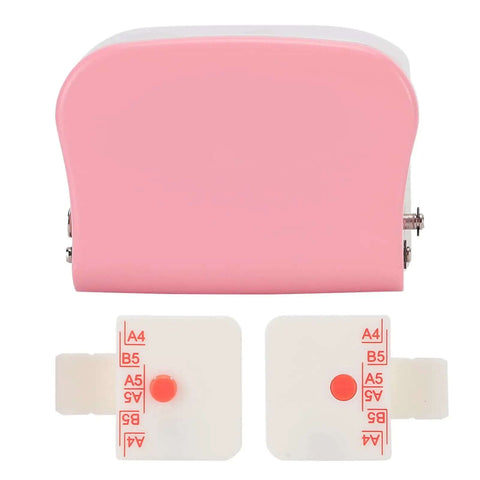 Pink Six Hole Punch For Loose Leaf Paper A4 A5 B5 Portable Handheld Metal Circle Puncher with alignment rulers