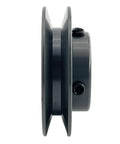 Side view of Cast Iron V Belt Pulley With One Groove, 1 Inch Bore And 3.05 Inch OD, Motor Pulley For A 3L And 4L V Belts, AK301 Style Pulley