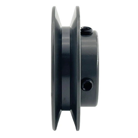 Side view of Cast Iron V Belt Pulley With One Groove, 1 Inch Bore And 3.05 Inch OD, Motor Pulley For A 3L And 4L V Belts, AK301 Style Pulley