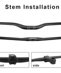 Carbon Mountain Bike Handlebar 31.8mm Riser, 1-1/4 Inch, 620mm Length, UD Matte Finish shown in front and side views