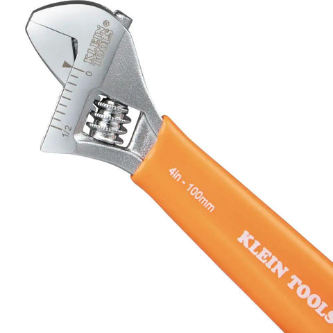 Extra Capacity Jaw 4 Inch Adjustable Wrench For Tight Spaces With Forged Heat Treated Alloy Steel SAE And Metric Scales Klein Tools O5064