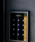 Top Shelf Biometric Fingerprint Smart Deadbolt Delivering Hella Smooth Wireless Bluetooth And Wifi Enabled Keyless Home Entry For Serious Security Boosts With Unlimited Guest Codes And Effortless Phone App Sync - close-up of EMTEK keypad with illuminated buttons.