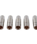 Five copper nozzles from Copper Welding Torch Consumables Set With Protection Nozzle, Contact Tip, and Connecting Kit for MIG Welders