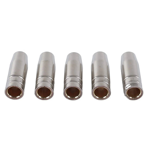Five copper nozzles from Copper Welding Torch Consumables Set With Protection Nozzle, Contact Tip, and Connecting Kit for MIG Welders