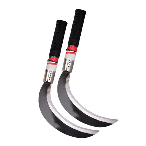 Two Pack Manganese Steel Portable Weeding Tools For Grass Removal And Harvesting With Short Handle Design For Easy Maneuverability