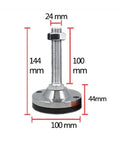 Pro Grade Heavy Duty Adjustable Leveling Feet M24 M30 Threaded Machine Base Wobble Killer Pads For Furniture And Shop Tools Carbon Steel Legs Floor Friendly Built Tough 2 Pack with dimensions 24mm and 144mm.
