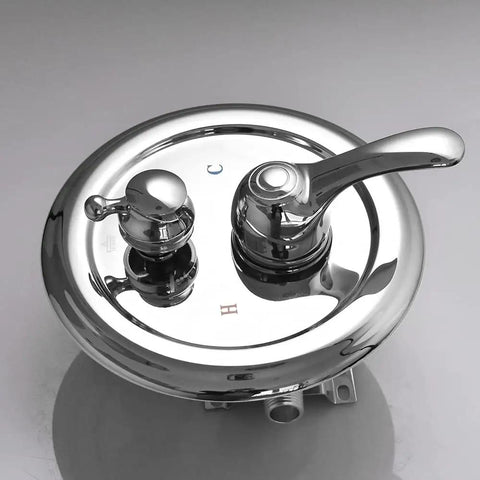 3-Function Shower Diverter Valve With Concealed Brass Pressure Balance Rough-In Valve Trim Kit in polished chrome finish, top view