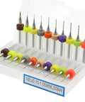 20 Pcs Tungsten Carbide Micro Drill Bits Set For PCB Work Shanks 0.1mm To 1.0mm (2 Each) displayed in open plastic case