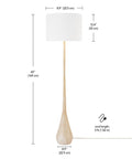 65 Inch Floor Lamp With Wood Toned Finish And White Cotton Shade Japandi Style E26 Base On Off Rotary Switch 5 Ft Cord