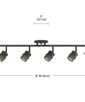 Norris 4-Light Track Lighting in Oil Rubbed Bronze With Champagne Glass Heads, adjustable track fixture dimensions included