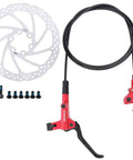 Straight Swap Hydraulic Disc Brake Kit For Mountain Bikes Includes 160mm Rotor Rear Caliper 1400mm Line Two Piston Design Built Tough Aluminum Alloy Ready To Shred Gnarly Trails In Vibrant Red with 160mm rotor and caliper.